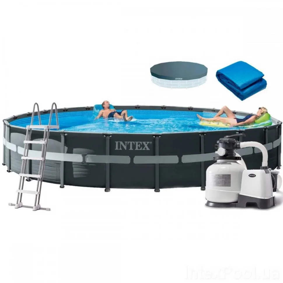 Каркасний басейн Intex ПВХ 732х132 см Сірий 47241 л