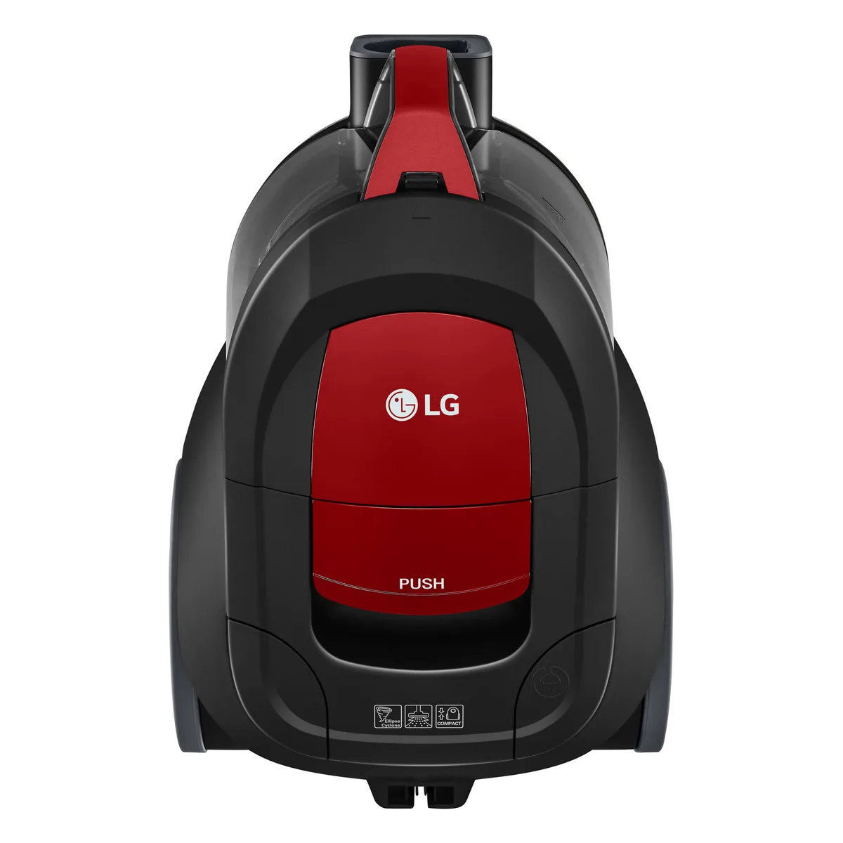 Пилосос LG, безмішковий, 650Вт, об'єм контейнера 1.1л, турбо-щітка для тварин Pet Brush, червоного кольору.