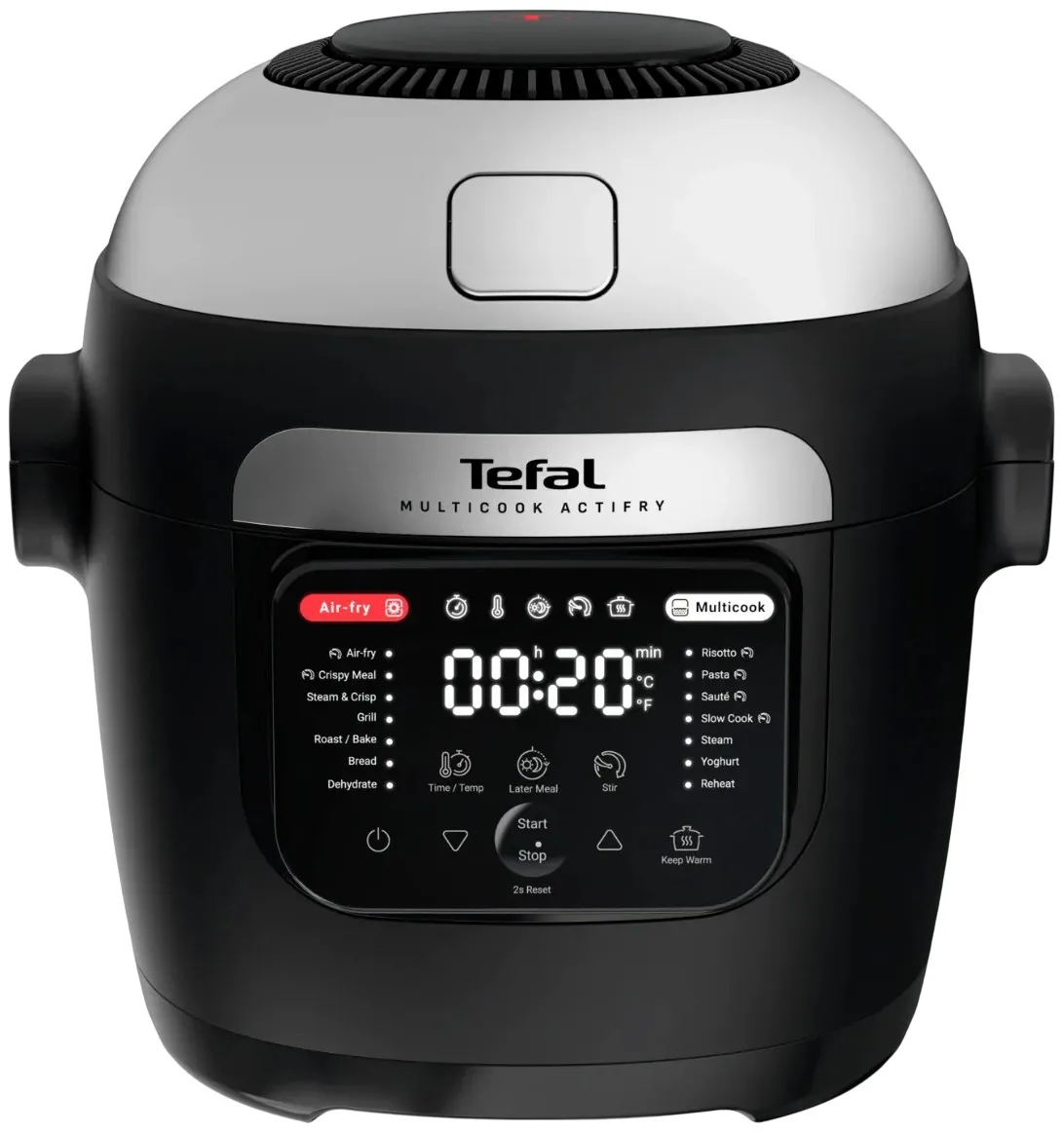 Мультифункційний кухонний прилад Tefal Multicook Actifry, 1334Вт, об'єм чаші 6л, сенсорне управління, 14 режимів приготування, мет