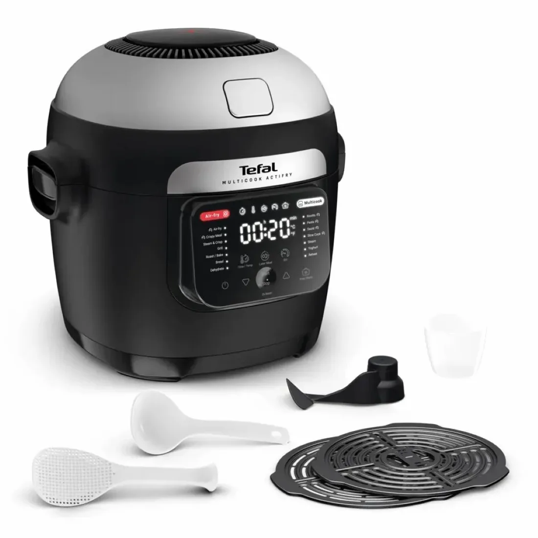 Мультифункційний кухонний прилад Tefal Multicook Actifry, 1334Вт, об'єм чаші 6л, сенсорне управління, 14 режимів приготування, мет