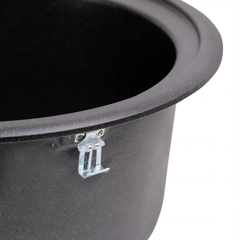 Кухонная мойка Lidz D510 круглая искусственный камень 585х575х275 мм черный металл