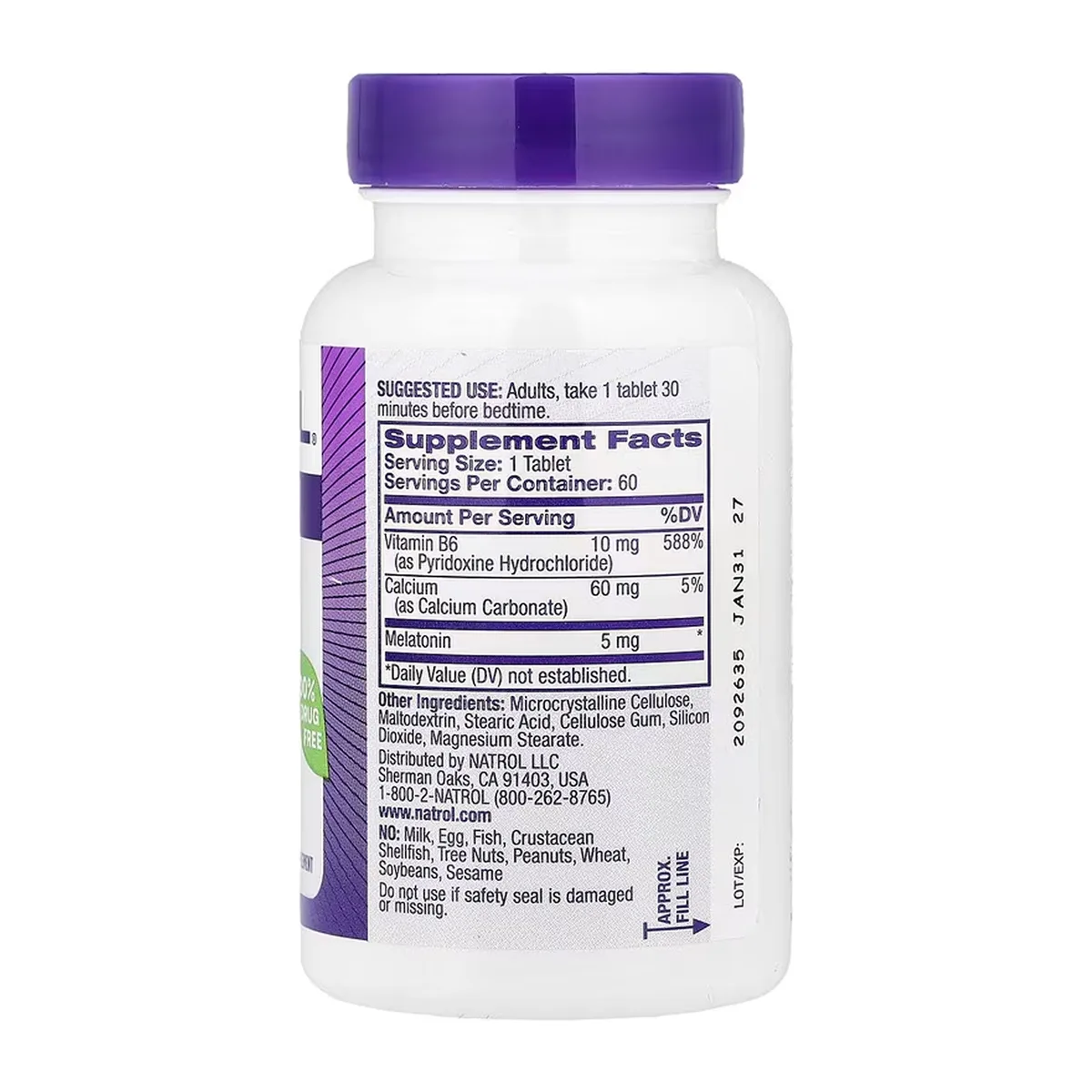 Мелатонін 5 мг 60 таблеток NATROL харчова добавка для сну без ліків