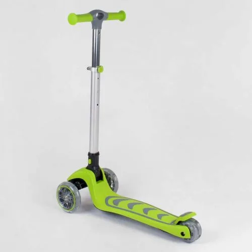 Трехколесный самокат Best Scooter складной с алюминиевым рулем для детей со светящимися колесами.