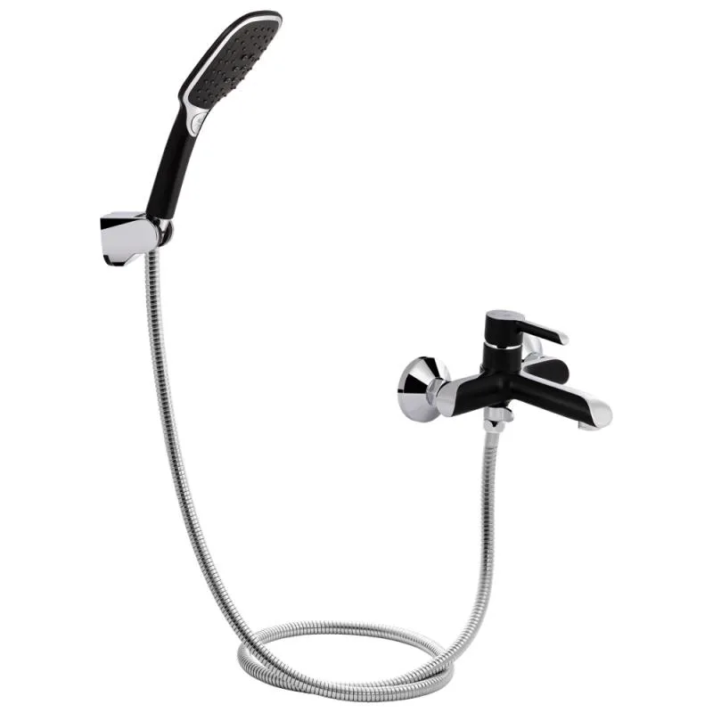 Змішувач для ванни Qtap Grand 220х190х125 мм латунь чорний хром