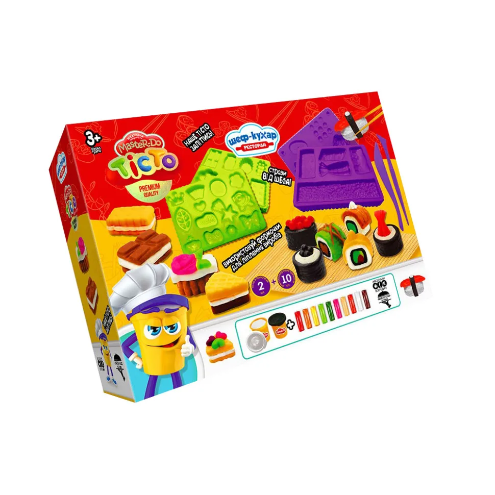 Тісто для ліплення Danko Toys м'яке безпечне 4 кольори 200 г Ресторан Суші