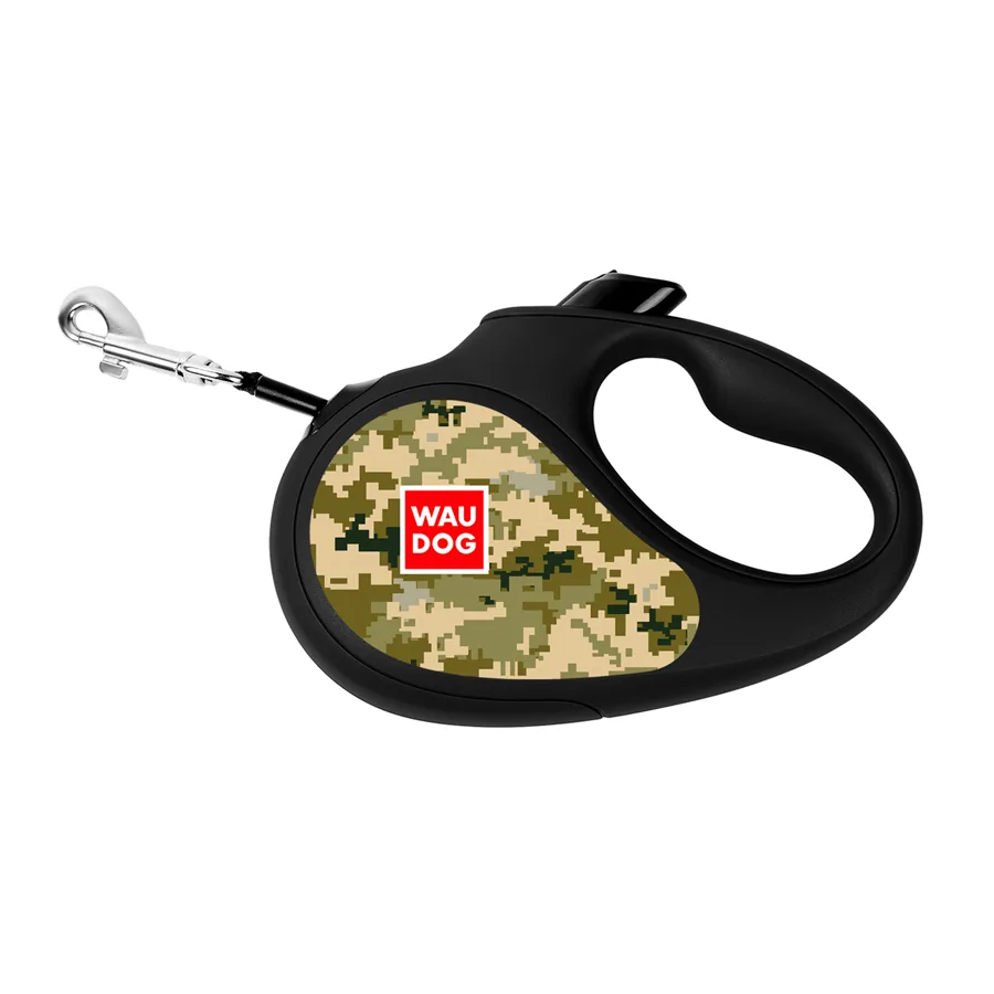 Поводок-рулетка WAUDOG R-leash M 5 м пластиковый милитари до 25 кг