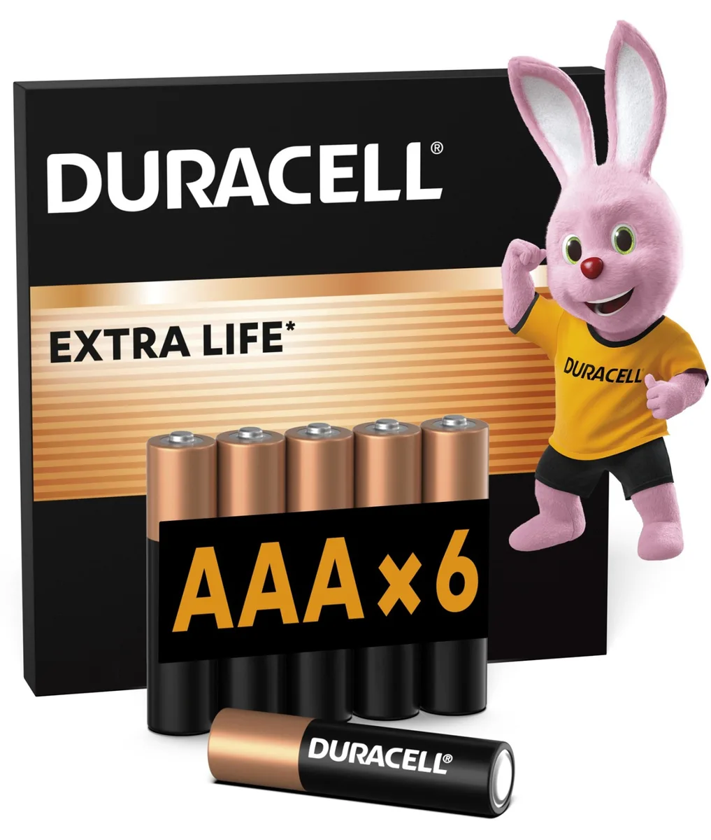 Лужні батарейки Duracell AAA 6 шт 1,5V