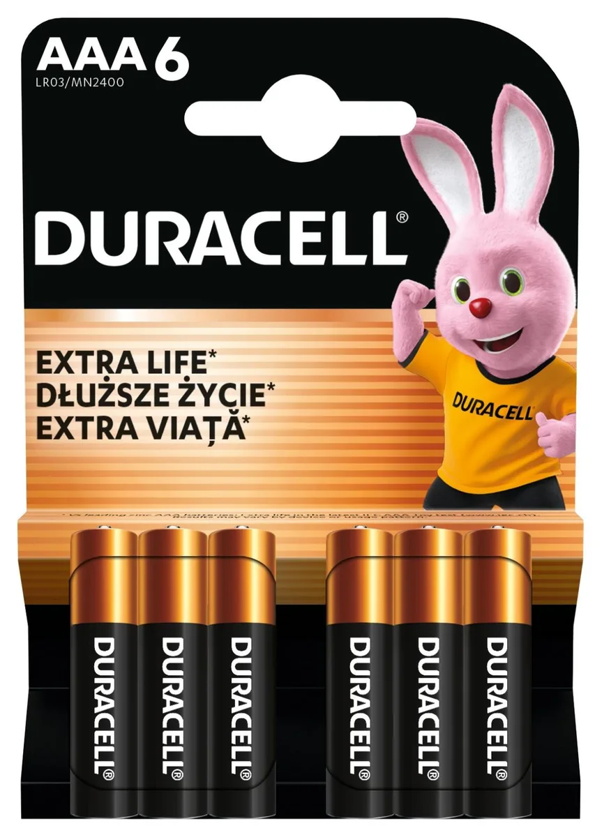 Лужні батарейки Duracell AAA 6 шт 1,5V