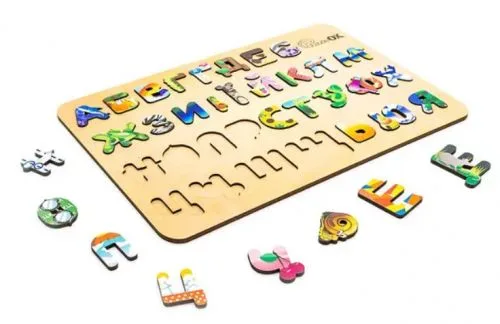 Дерев'яний сортер PuzzleOk Азбука з малюнками для дітей 3-6 років