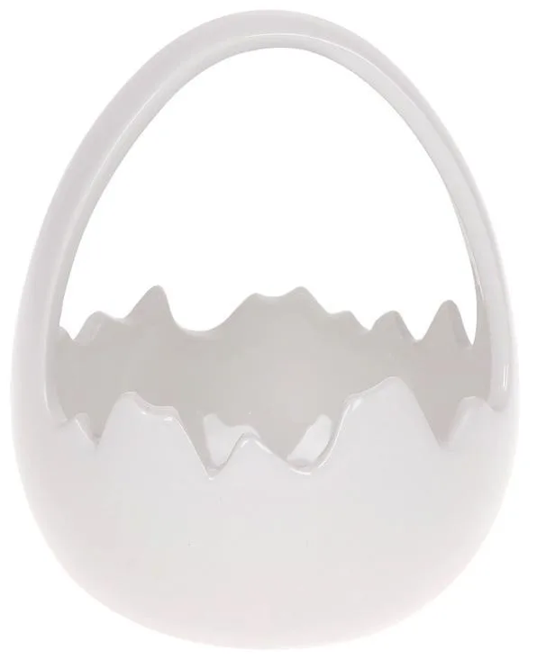 Декоративна конфетниця Easter Яйце керамічна біла 14х13,5 см