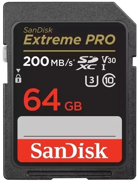 Карта пам'яті SanDisk SD 64 ГБ UHS-I U3 V30 200 МБ/с Чорна