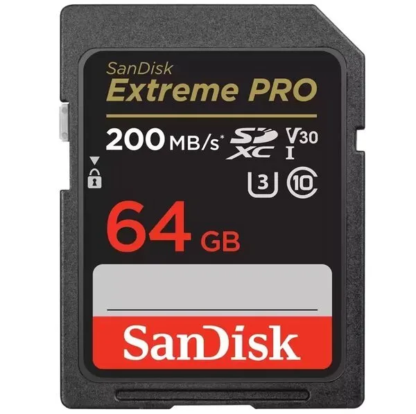 Карта пам'яті SanDisk SD 64 ГБ UHS-I U3 V30 200 МБ/с Чорна