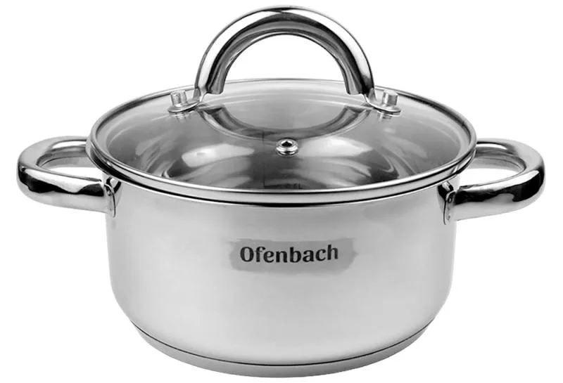 Каструля Ofenbach нержавіюча сталь 1,5 л зі скляною кришкою