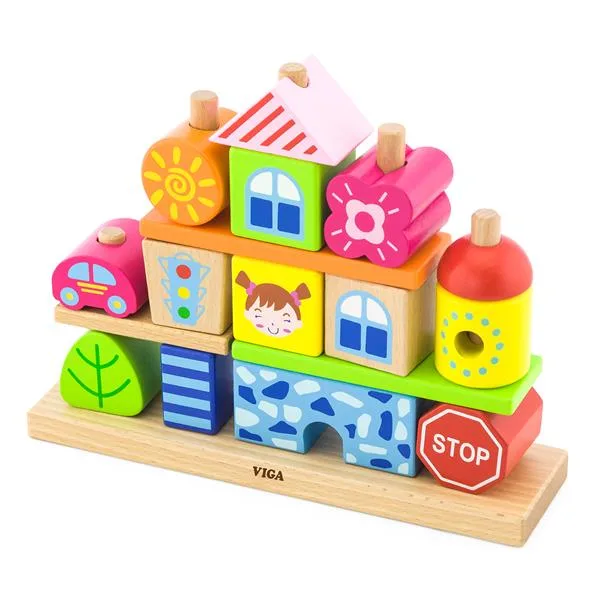 Деревянная пирамидка Viga Toys 27х26х7 см разноцветная