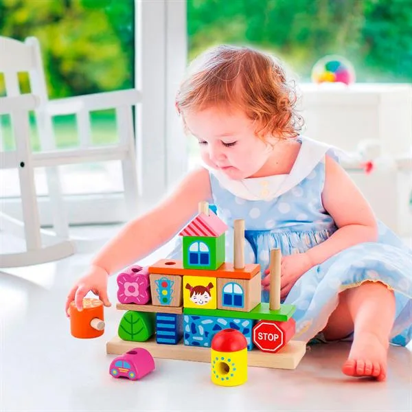 Деревянная пирамидка Viga Toys 27х26х7 см разноцветная
