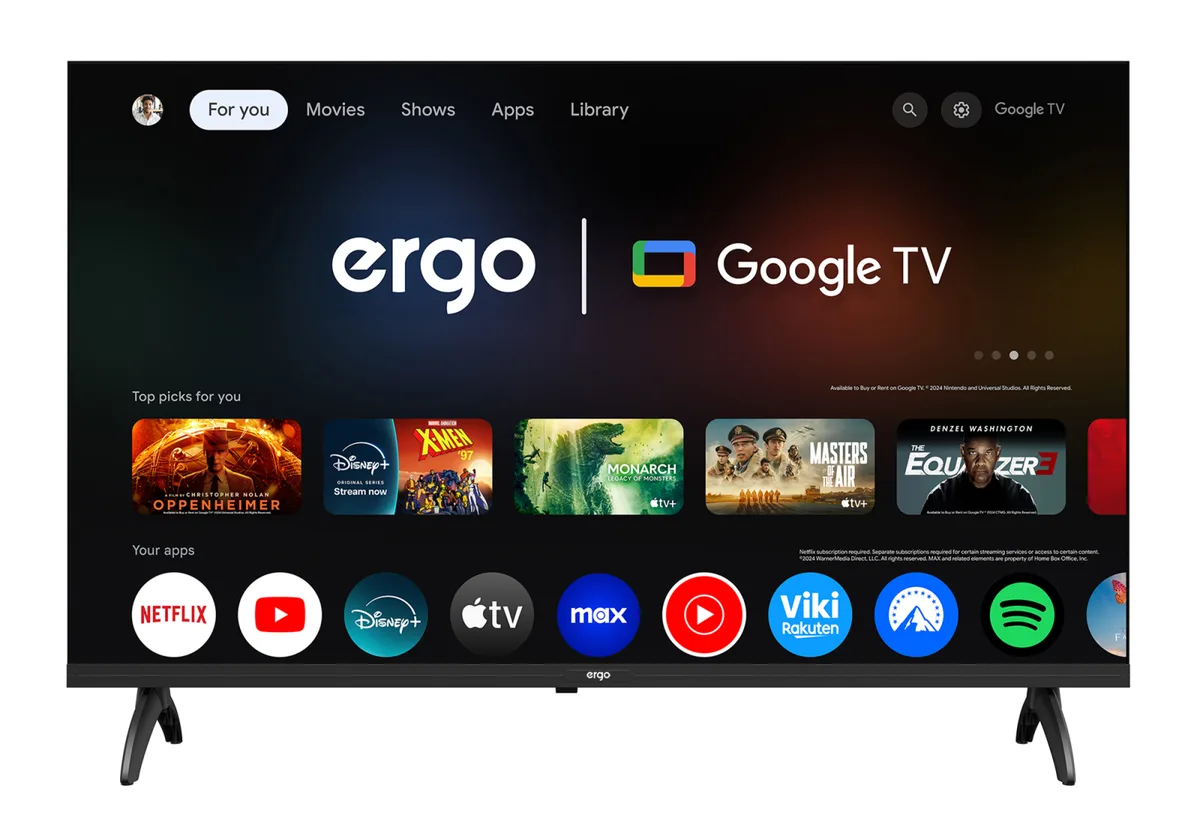 Телевізор ERGO LED 32 дюйми чорний VA 60 Гц Smart TV Google