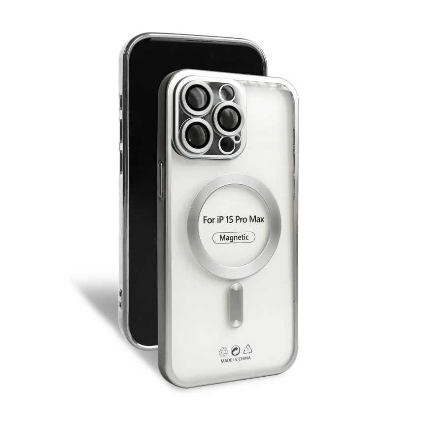 Чохол MagSafe для iPhone 15 Pro Max матовий сірий пластик силікон