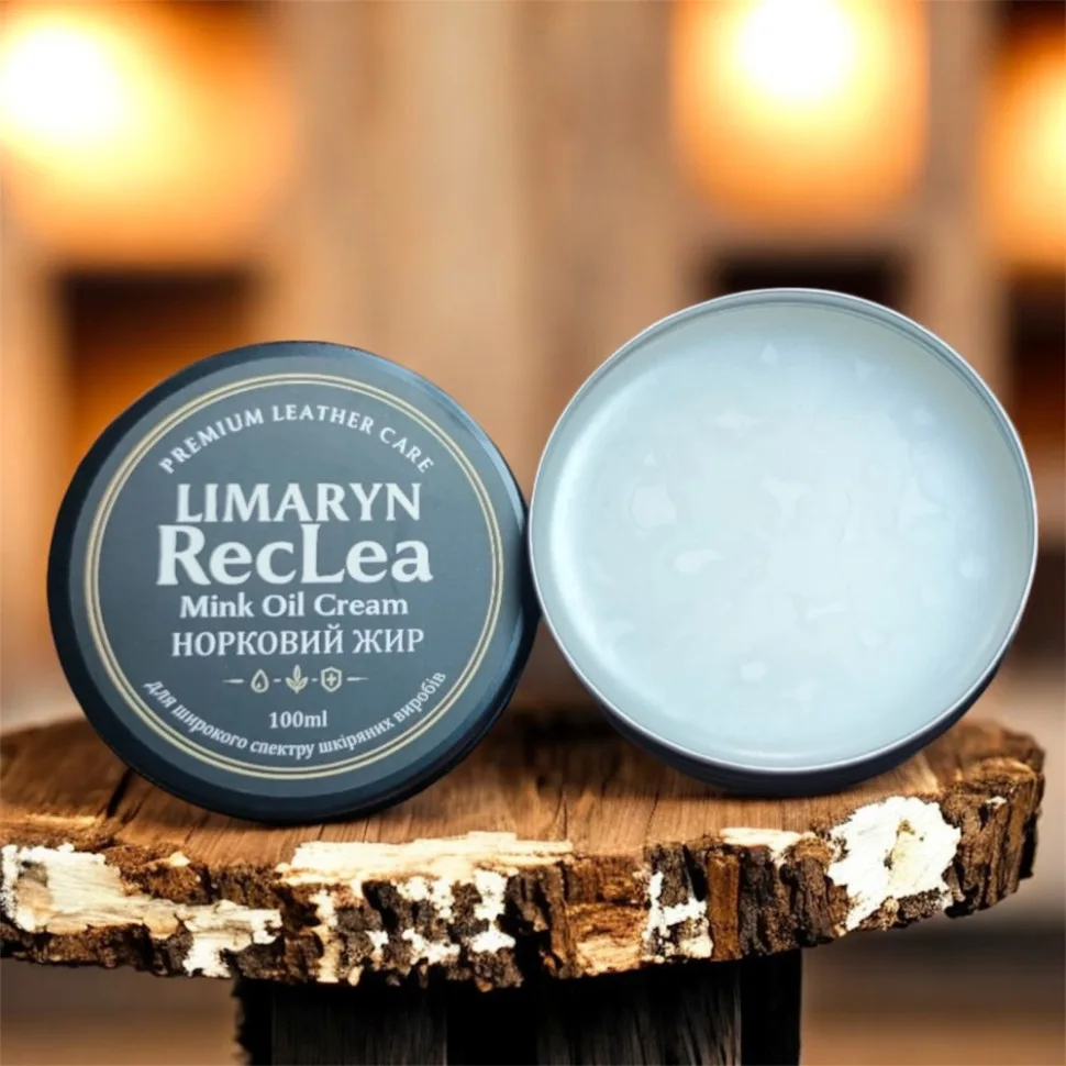 Норковый жир Limaryn RecLea 100ml для ухода за кожаными изделиями и сумками кондиционер для кожи
