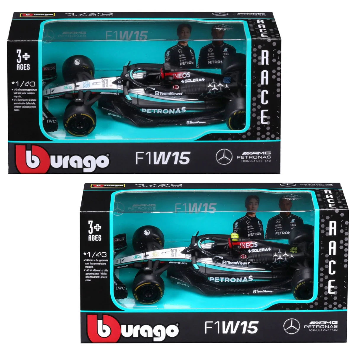 Автомодель Bburago метал 1:43 чорна Mercedes-AMG F1 W15 Performance
