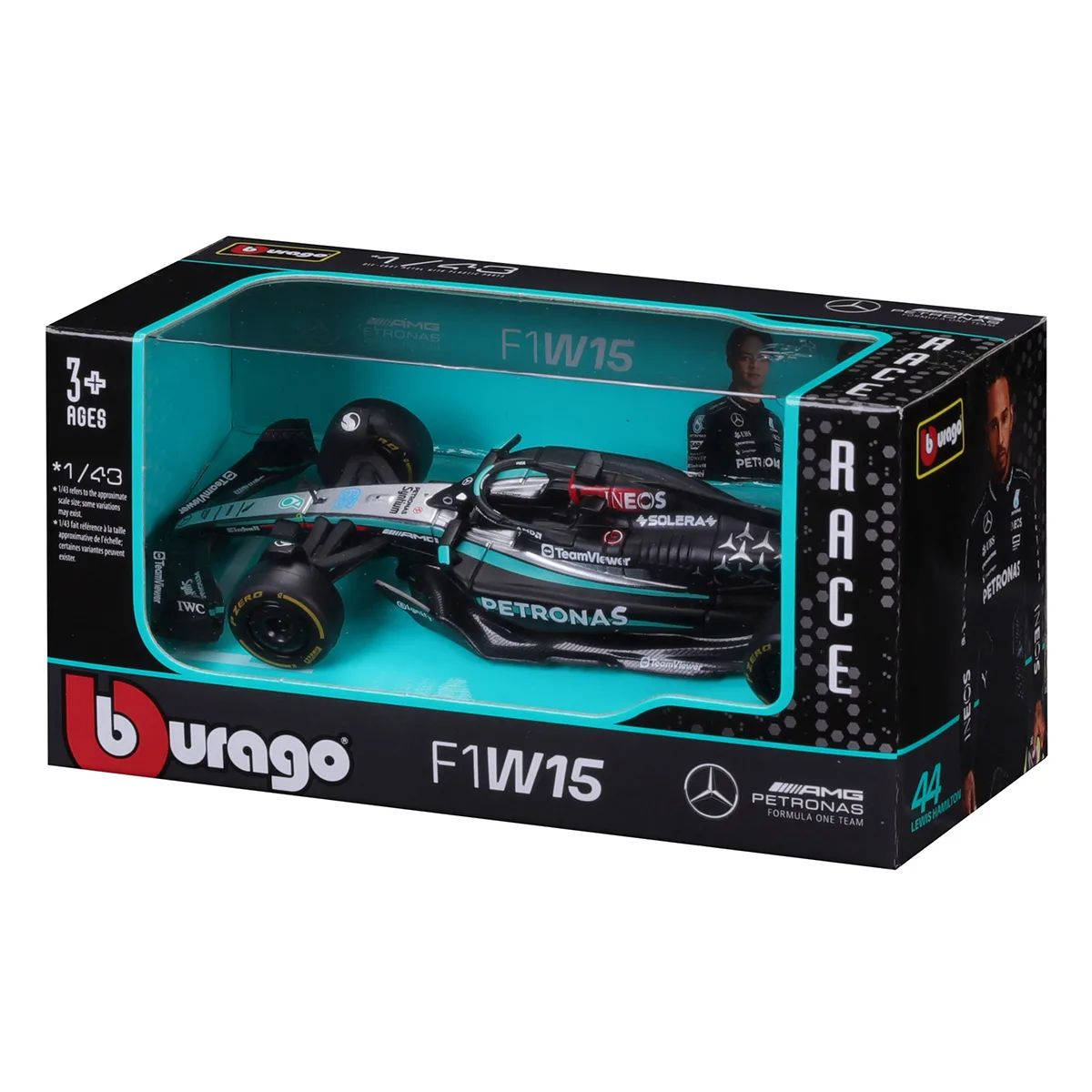 Автомодель Bburago метал 1:43 чорна Mercedes-AMG F1 W15 Performance