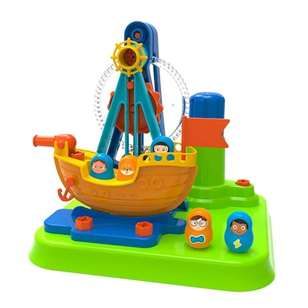 Набір для складання Edu-Toys 52 деталі різнокольоровий Піратський корабель з інструментами