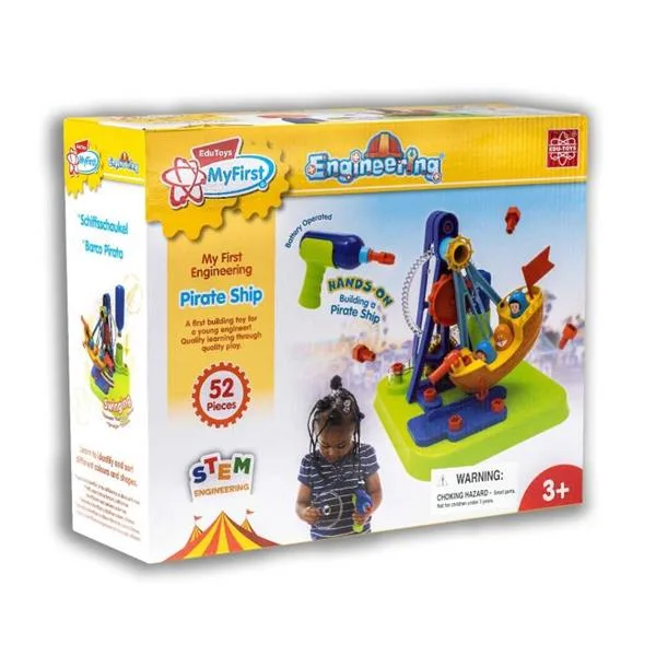 Набір для складання Edu-Toys 52 деталі різнокольоровий Піратський корабель з інструментами