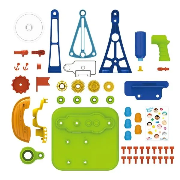 Набір для складання Edu-Toys 52 деталі різнокольоровий Піратський корабель з інструментами