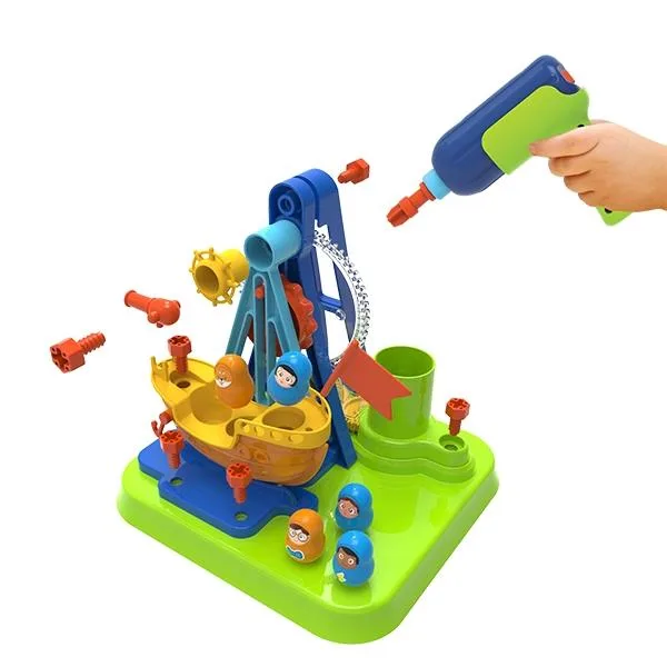 Набір для складання Edu-Toys 52 деталі різнокольоровий Піратський корабель з інструментами