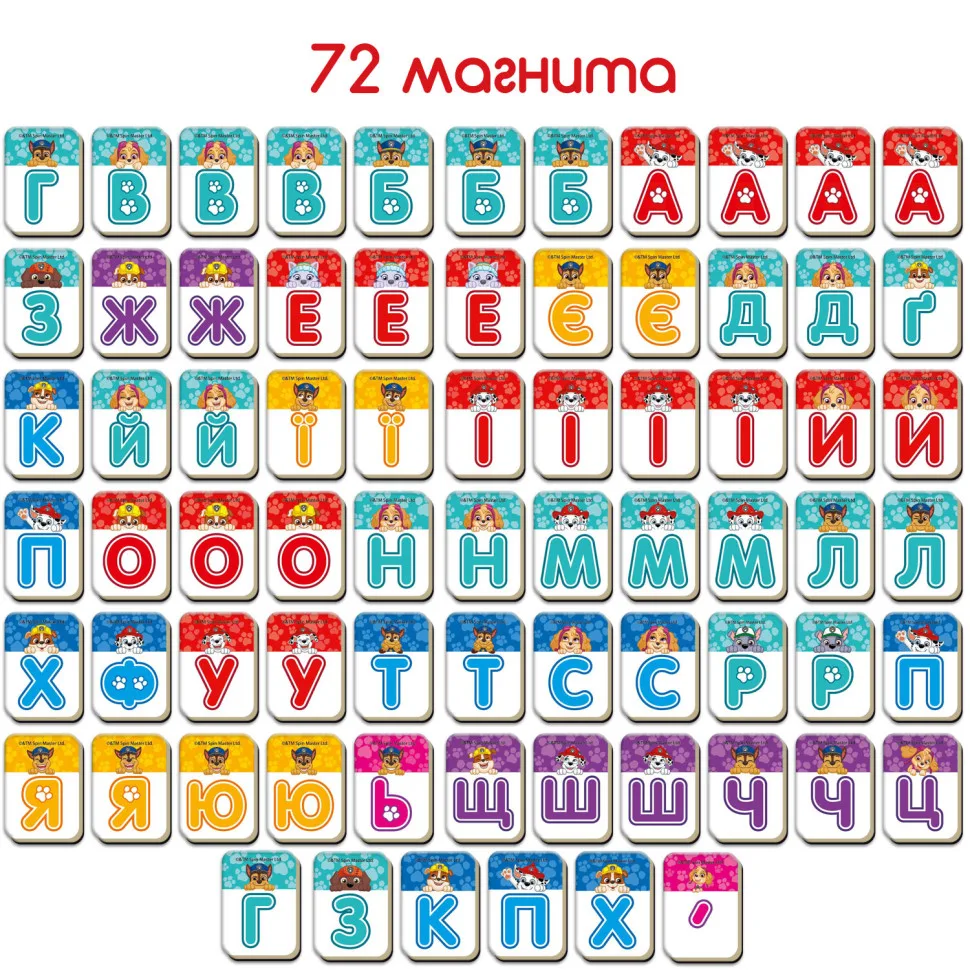 Дитячий набір магнітів Щенячий патруль 20,5x20,5x4 см комбінований різні кольори