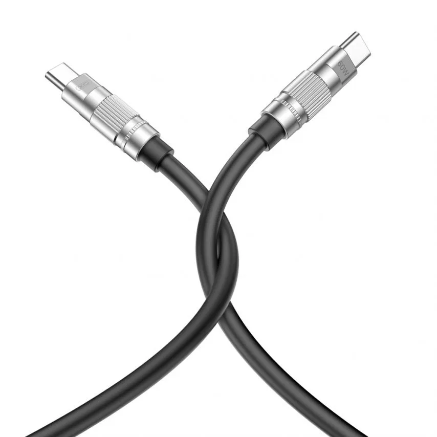 Кабель USB Type-C до Type-C XO 1,2м силікон чорний 60W