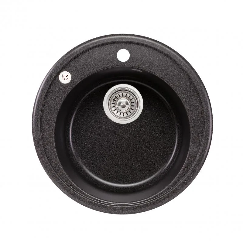 Кухонная мойка Lidz D510 круглая из искусственного камня 38х38х22 см графитовая