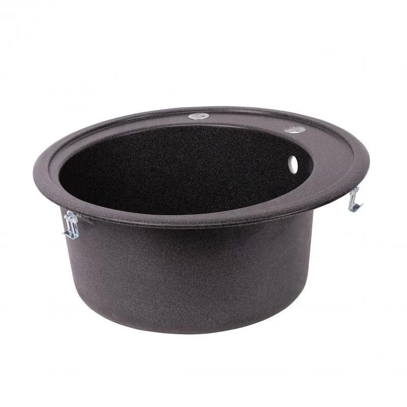 Кухонная мойка Lidz D510 круглая из искусственного камня 38х38х22 см графитовая