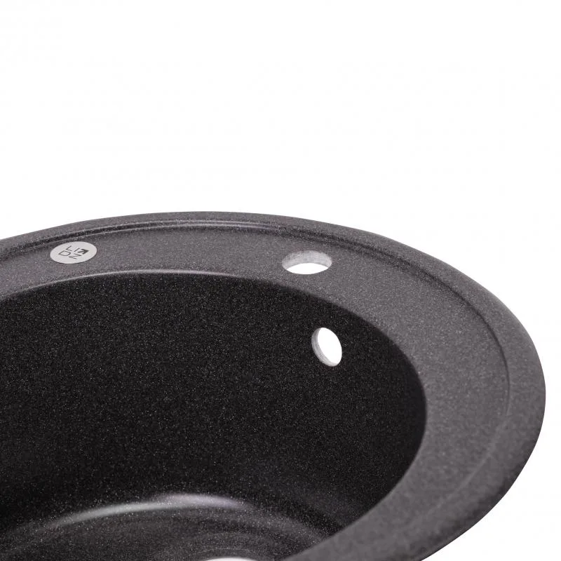 Кухонная мойка Lidz D510 круглая из искусственного камня 38х38х22 см графитовая