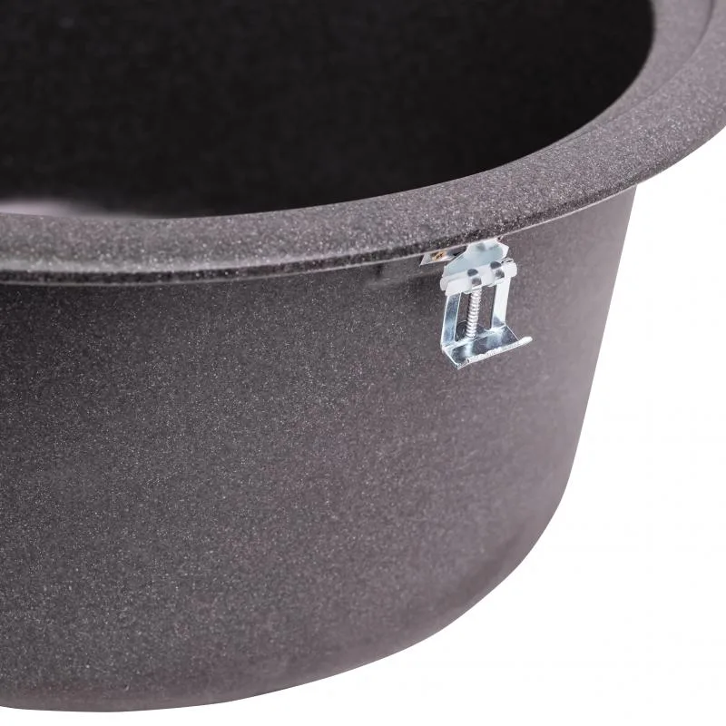Кухонная мойка Lidz D510 круглая из искусственного камня 38х38х22 см графитовая