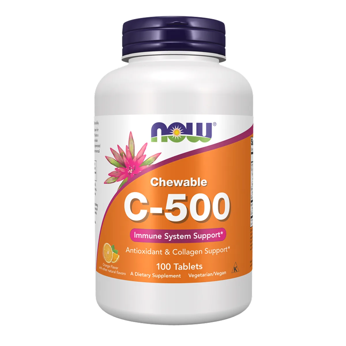 Now Foods Жувальні таблетки з вітаміном C 500 мг Апельсин 100 табл