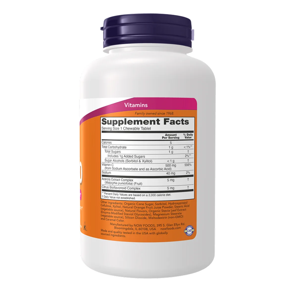 Now Foods Жувальні таблетки з вітаміном C 500 мг Апельсин 100 табл