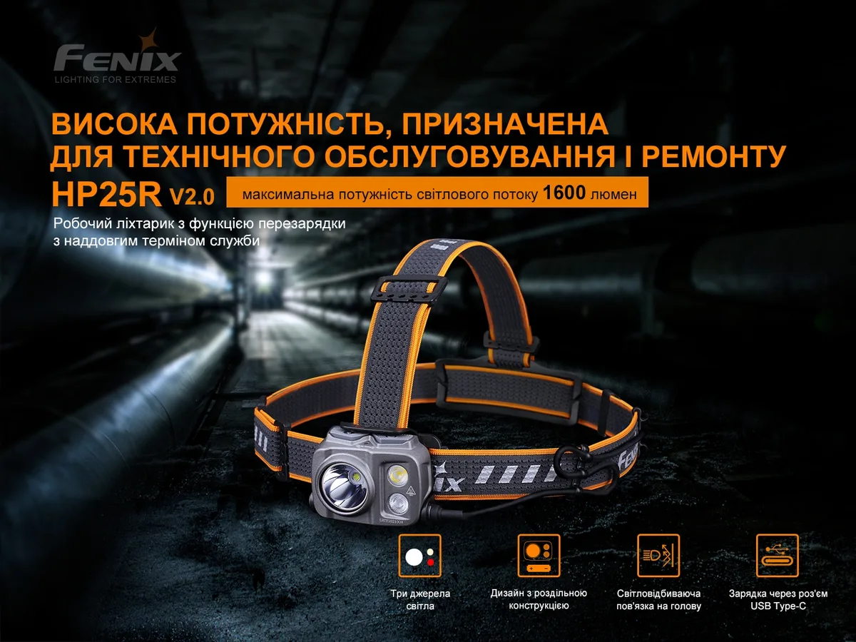 Ліхтар налобний Fenix алюмінієвий 60х47х33 мм білий червоний