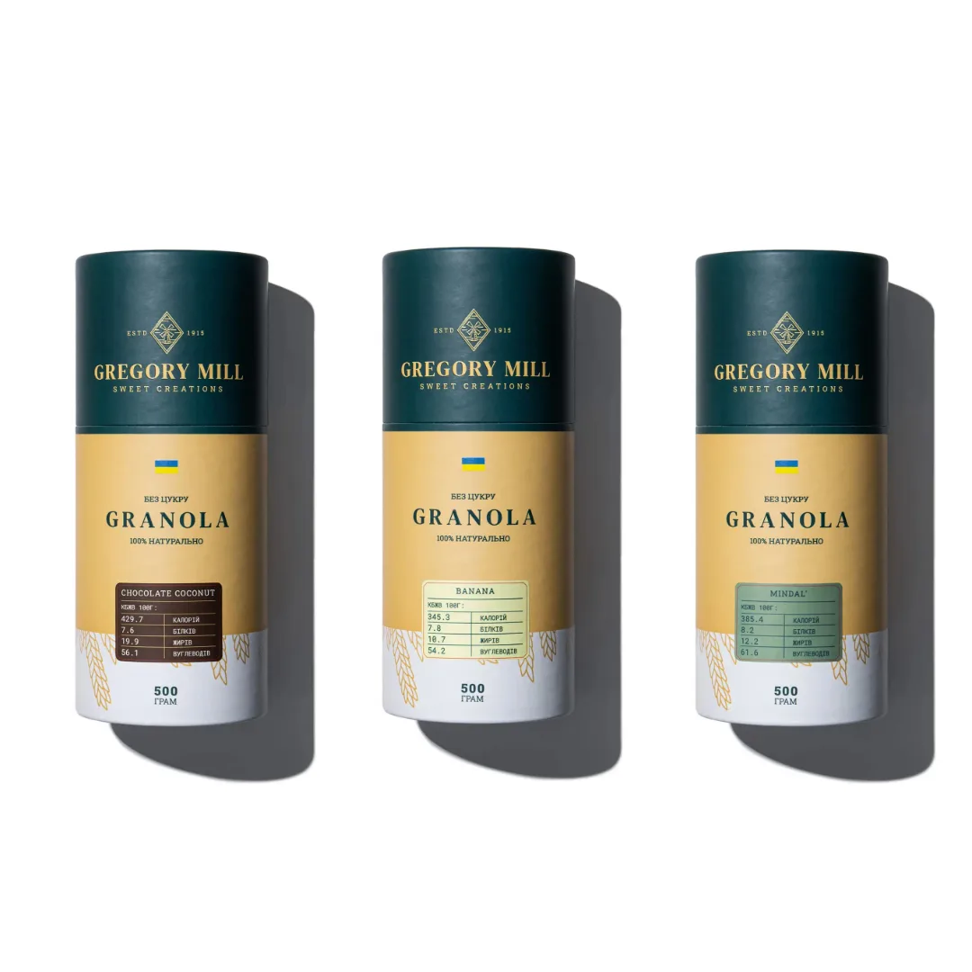 Подарунковий набір граноли Chocolate Coconut, Banana & Almond Gregory Mill