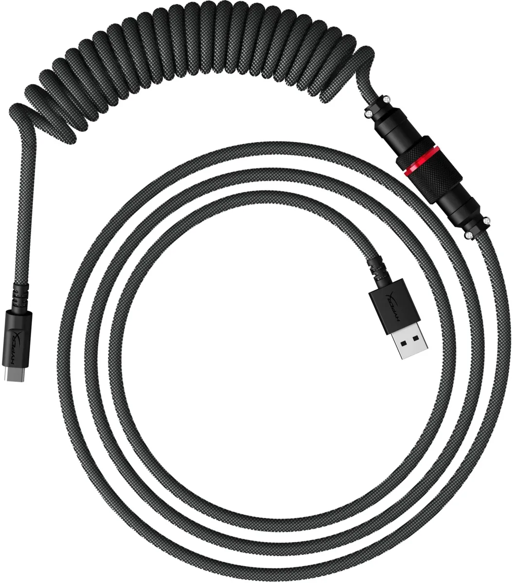 Кабель заряджання/синхронізації HyperX USB-A > USB-C, спіральний, 1.37м, сіро-чорний