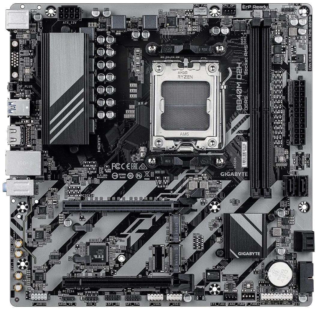 Материнська плата GIGABYTE B840M D2H sAM5 B840 2xDDR5 M.2 HDMI mATX