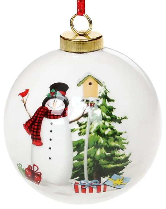 Набір керамічних шарів Decorations "З Новим роком" Сніговик 4 штуки 8.2х8х9.7 см