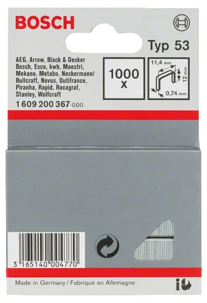 Скоби Bosch Professional тип 53, 12 мм, 1000 одиниць