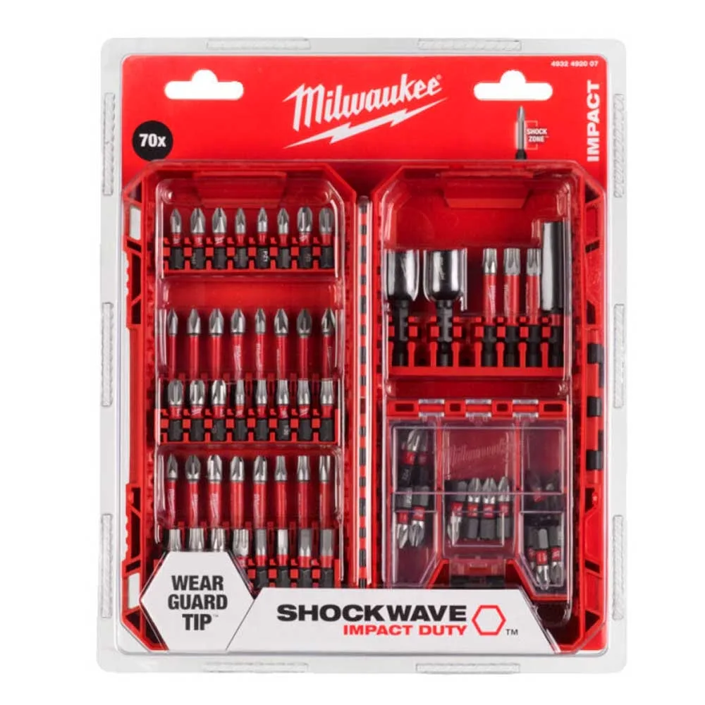 Набір біт Milwaukee Shockwave, сталь, 70 шт. в кейсі.