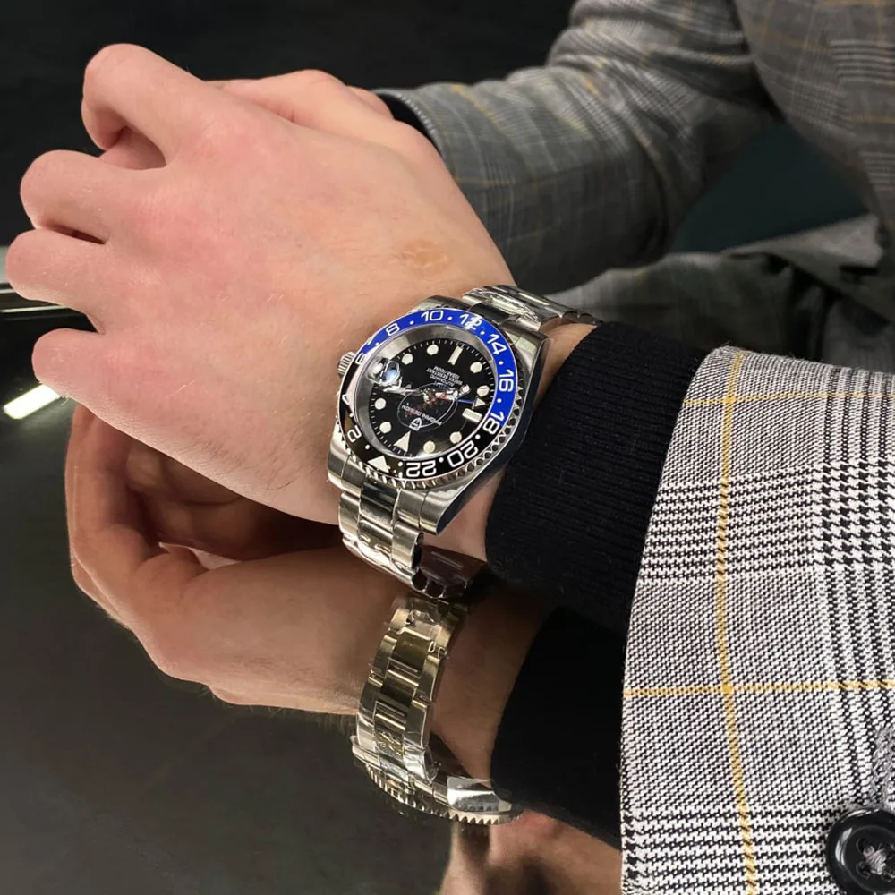Годинники Pagani Design Нержавіюча сталь 40 мм Сріблясті Сині Чорні