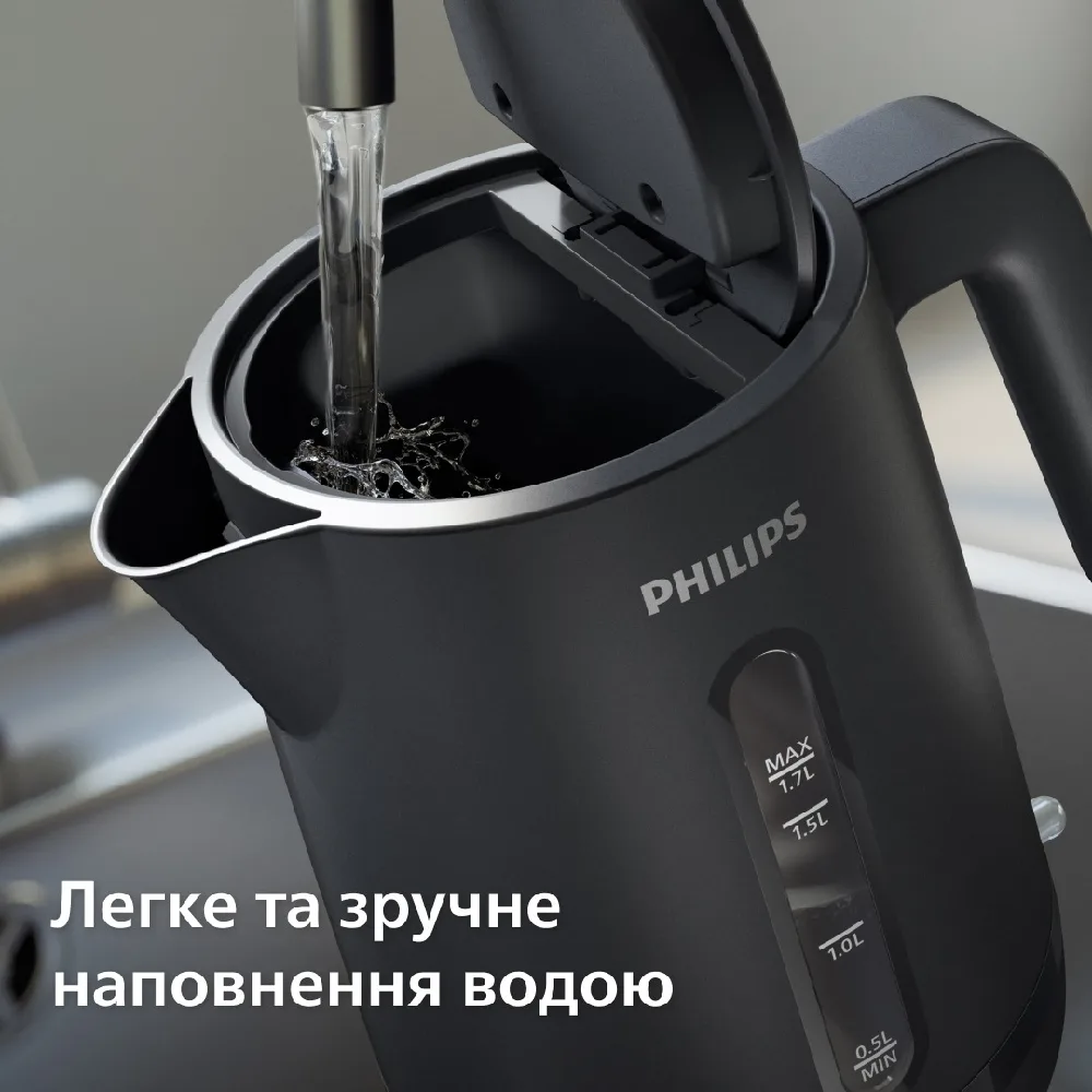 Электрический чайник Philips 1,7 л пластиковый черный