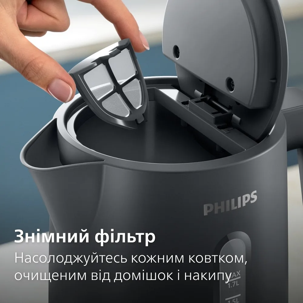 Электрический чайник Philips 1,7 л пластиковый черный