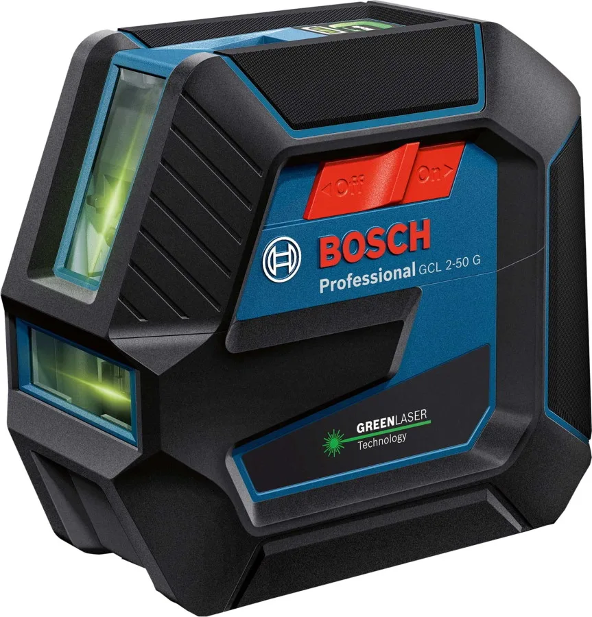 Лазерний нивелір Bosch Professional GCL 2-50 G до 15м ±0.3мм/м з зеленим променем у кейсі з тримачем RM 10.