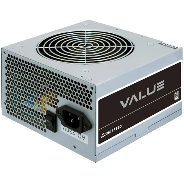 Блок питания CHIEFTEC Value (400W), >80%, 80+ White (только 230V), 120мм, 1xMB 24pin (20+4), 1xCPU 8pin (4+4), 2xMolex, 3xSATA, 1xPCIe 8pin (6+2), Bulk.