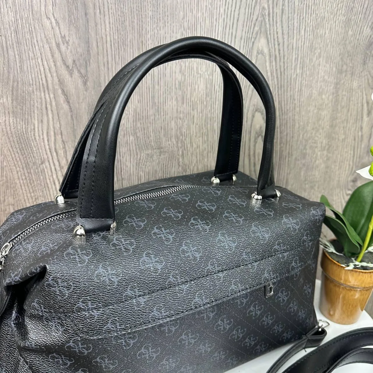 Женская городская сумка экокожа большая черная 34х13х24 см