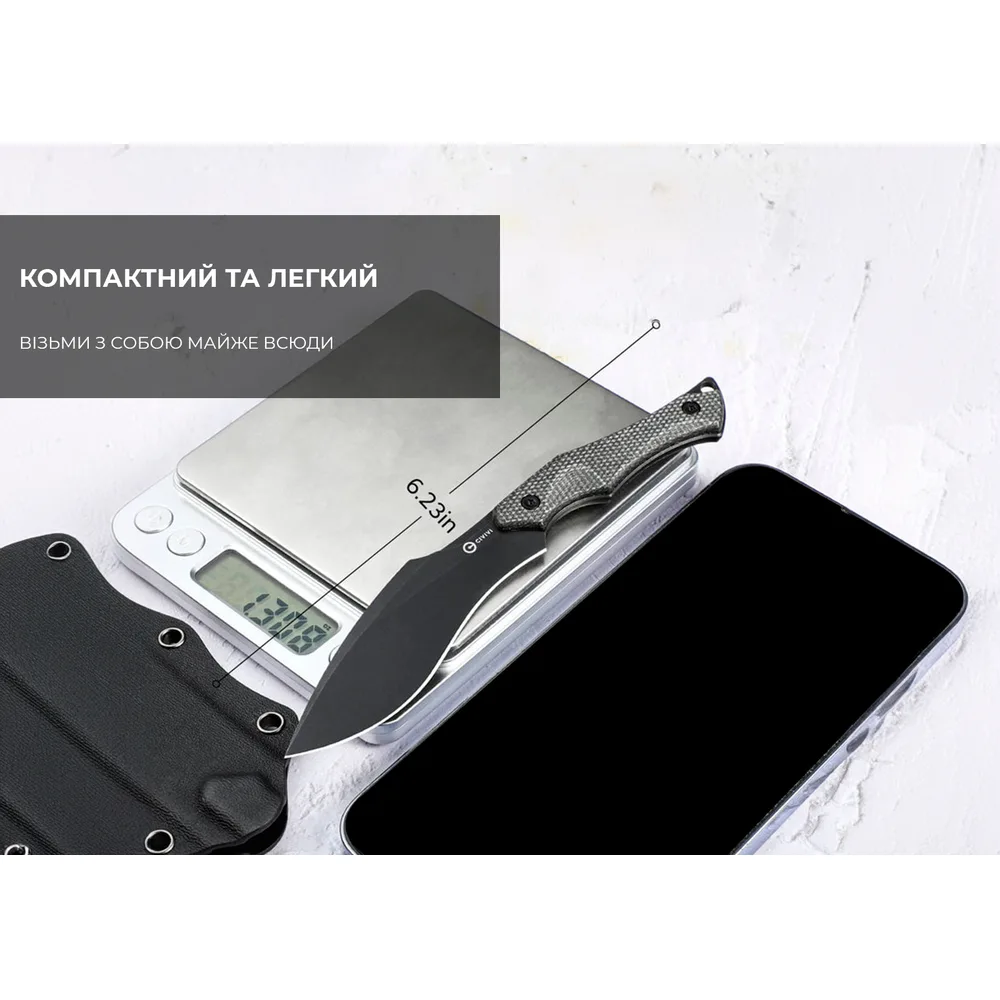 Нож фиксированный тактический Civivi Nitro-V 81,3 мм черный Micarta